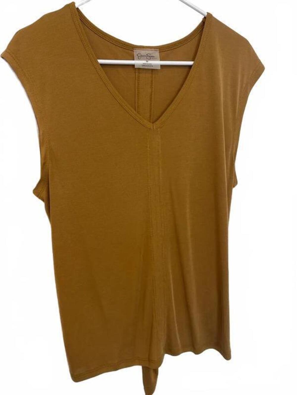 New Jessica Simpson M Dark Mustard Yellow Brown Sleeveless Top Tie-Back